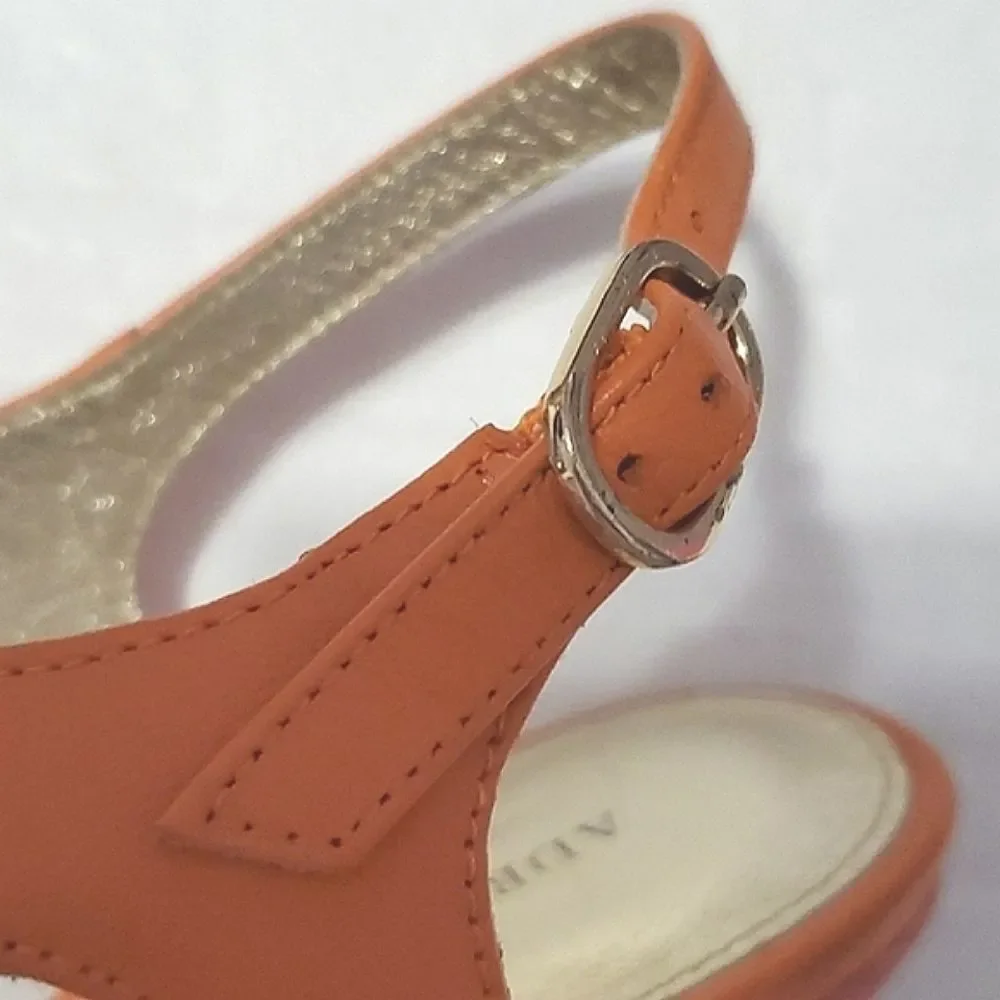 Adrianna Papell Colorful Artsy Orange Geometric Leather Platform Sandals 8M